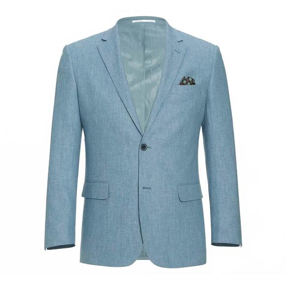 NEW RENOIR men's slim fit single breasted notch lapel suit in sky blue - Picture 1 of 3